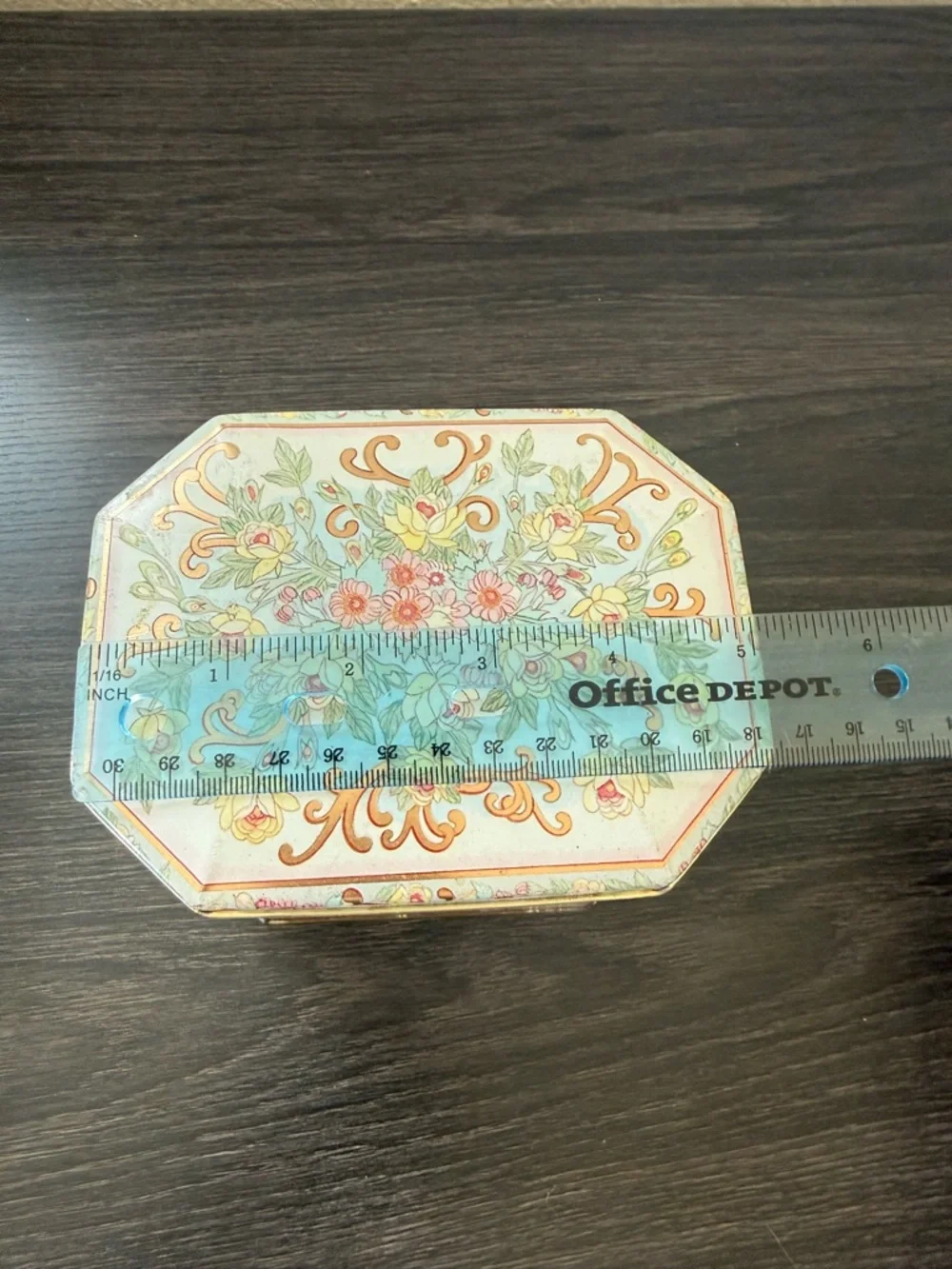 Vintage Floral Meister Tin box with lid made in Brazil